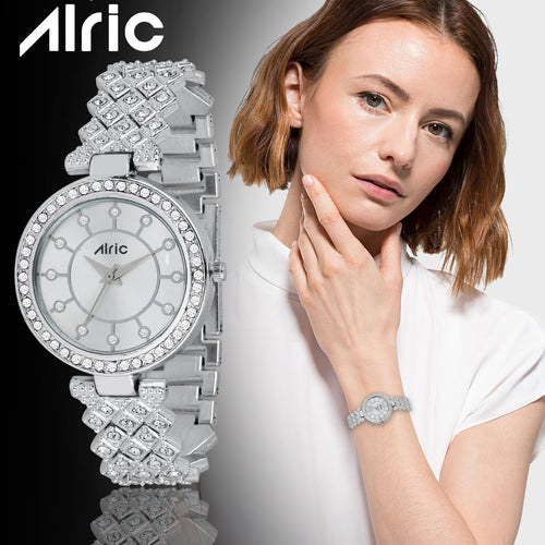 Carve Silver  Analog Quartz with Jewels | Elegant Watch for Women