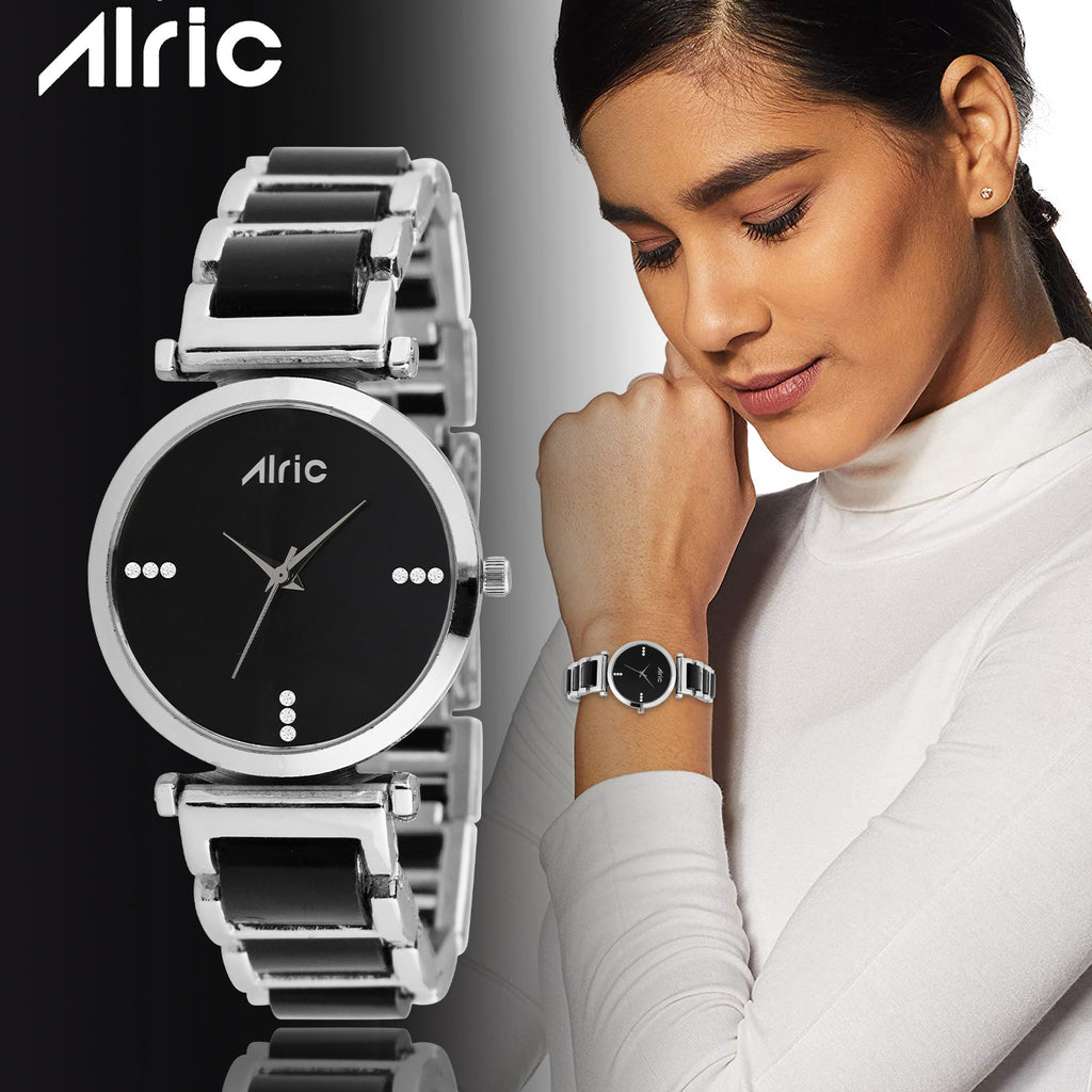 Ellip Black & Silver Quartz Analog Wrist Watch For Girls (13.6 Mm Dial)