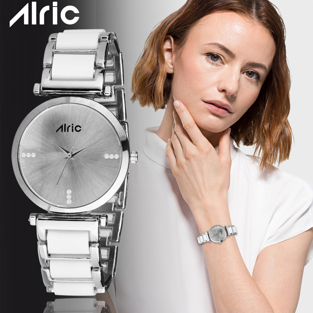 Ellip White & Silver Round Quartz Analog Wrist Watch For Women (13.6 Mm Dial)