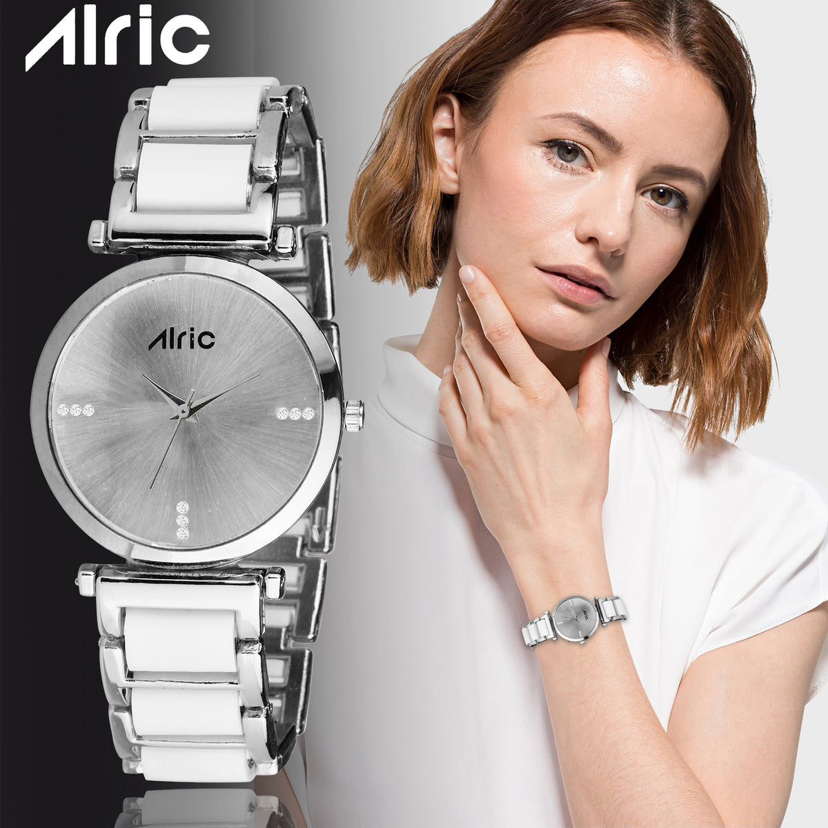 Ellip White & Silver Round Quartz Analog Wrist Watch For Women (13.6 Mm Dial)