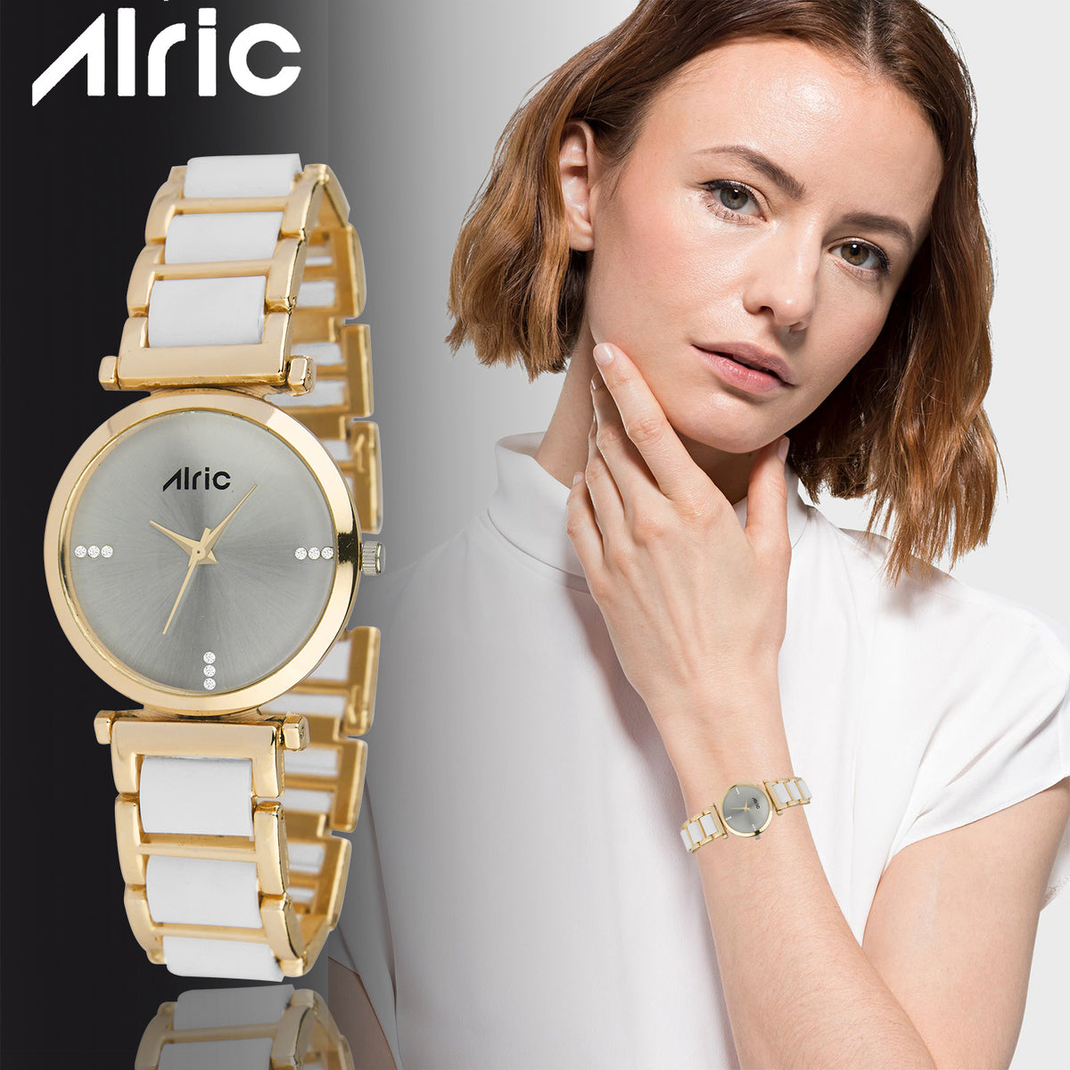 Ellip Gold & White Quartz Analog Wrist Watch For Girls (13.6 Mm Dial)