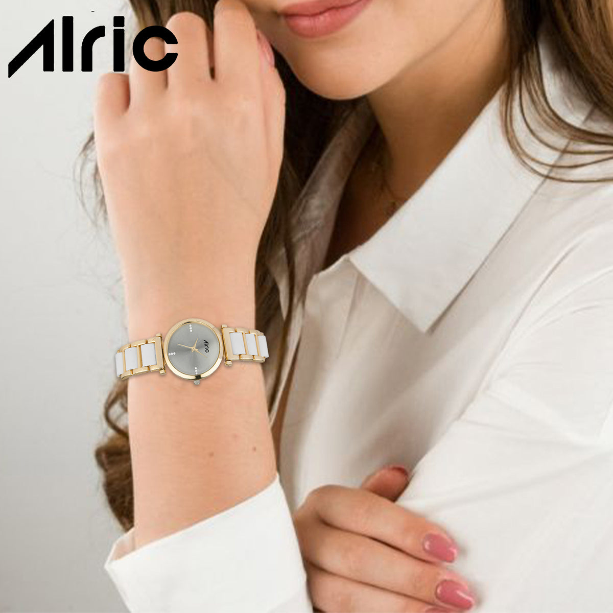 Ellip Gold & White Quartz Analog Wrist Watch For Girls (13.6 Mm Dial)