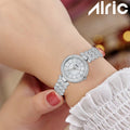 Carve Silver  Analog Quartz with Jewels | Elegant Watch for Women