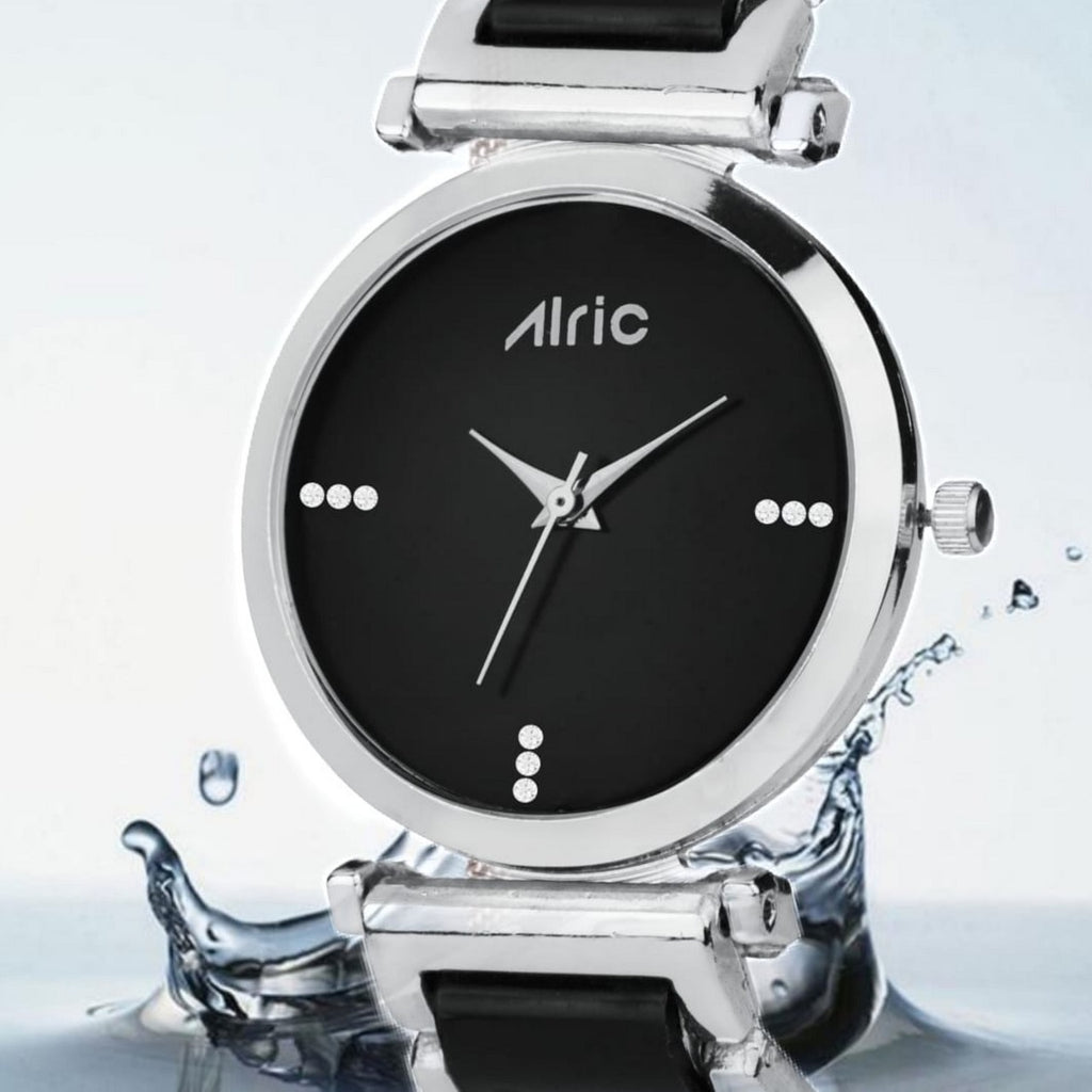 Ellip Black & Silver Quartz Analog Wrist Watch For Girls (13.6 Mm Dial)