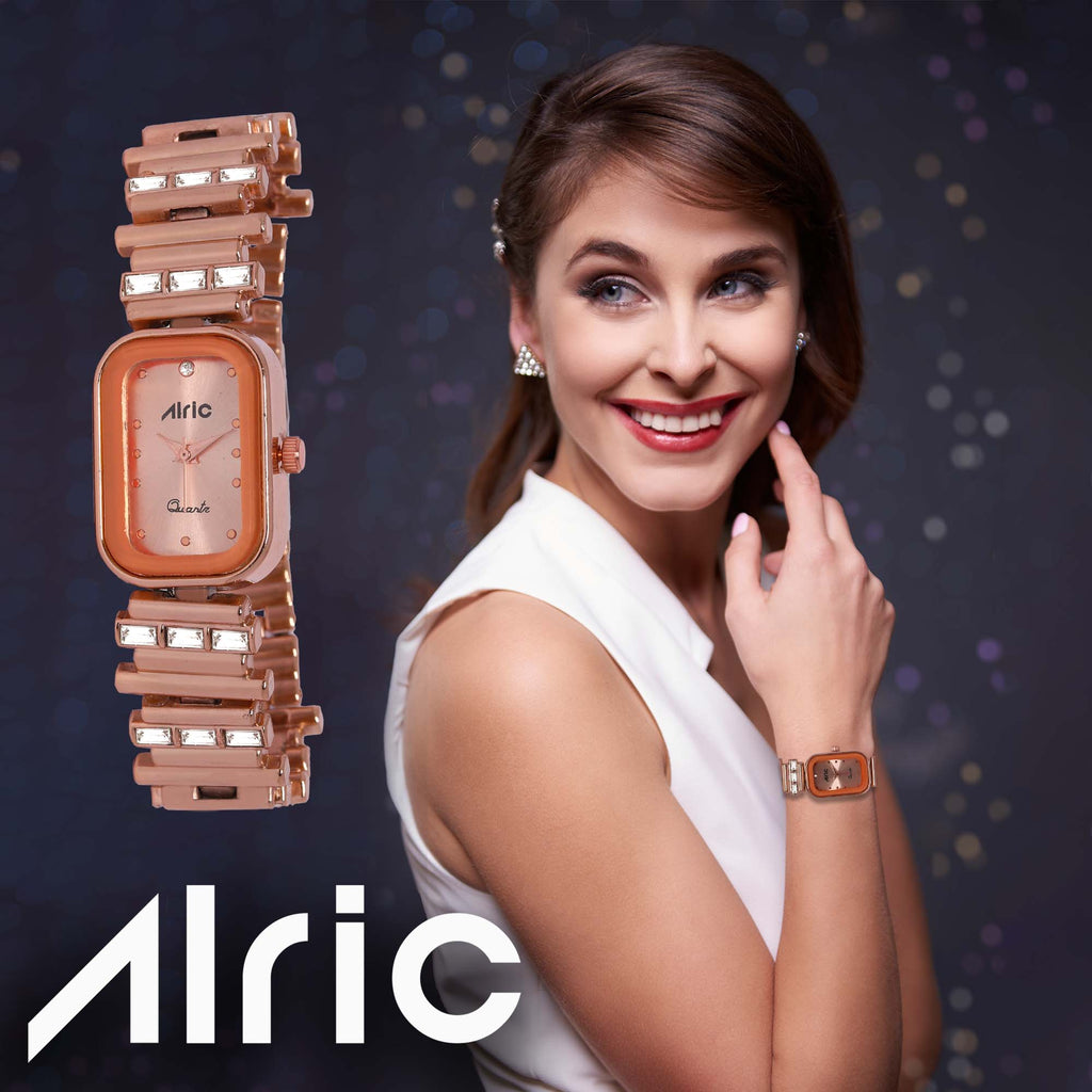 Charm Rose Gold Rectangle Quartz Analog Wrist Watch For Girls (30 Mm Dial)