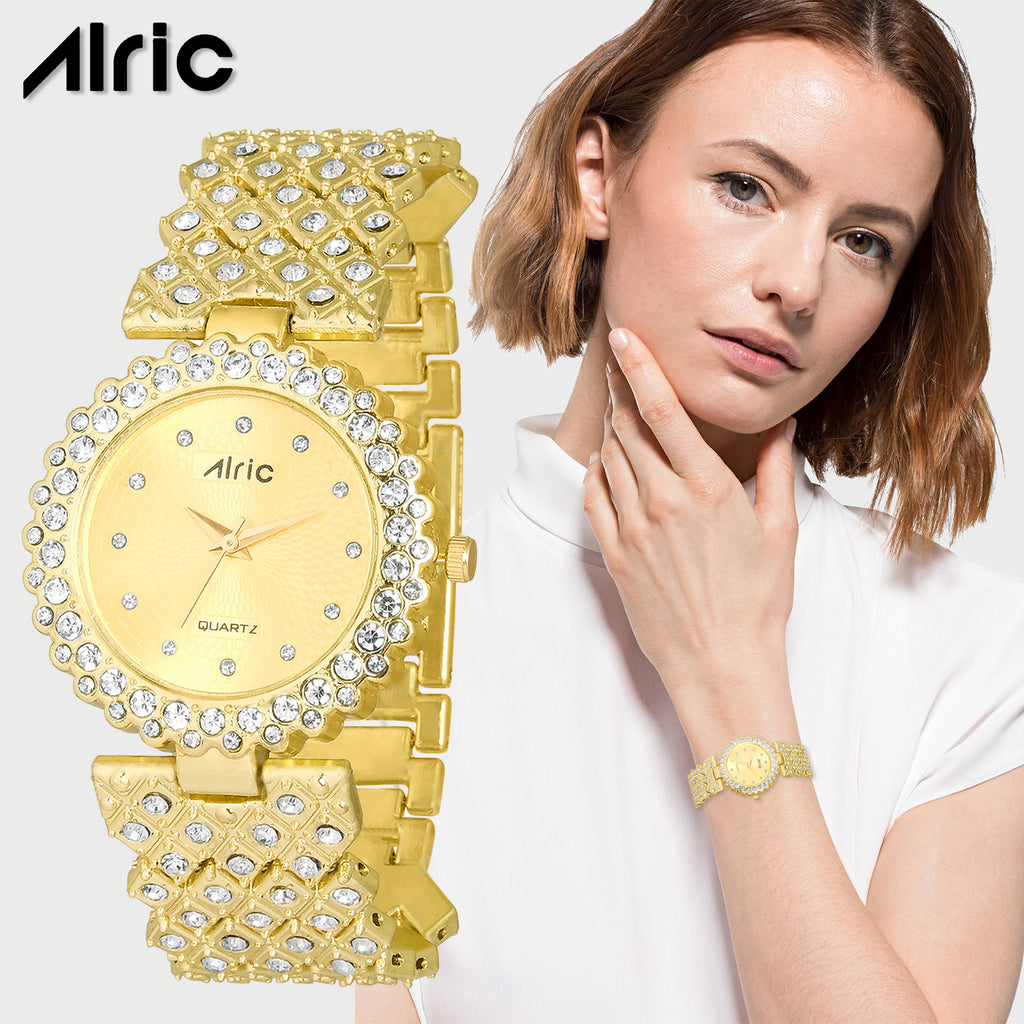 Lavish Gold  Analog Quartz with Jewels | Elegant Watch for Women