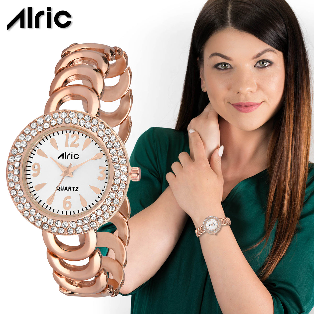 Ritzy Rose Gold & White Round Quartz Analog Wrist Watch For Women (13.6 Mm Dial)