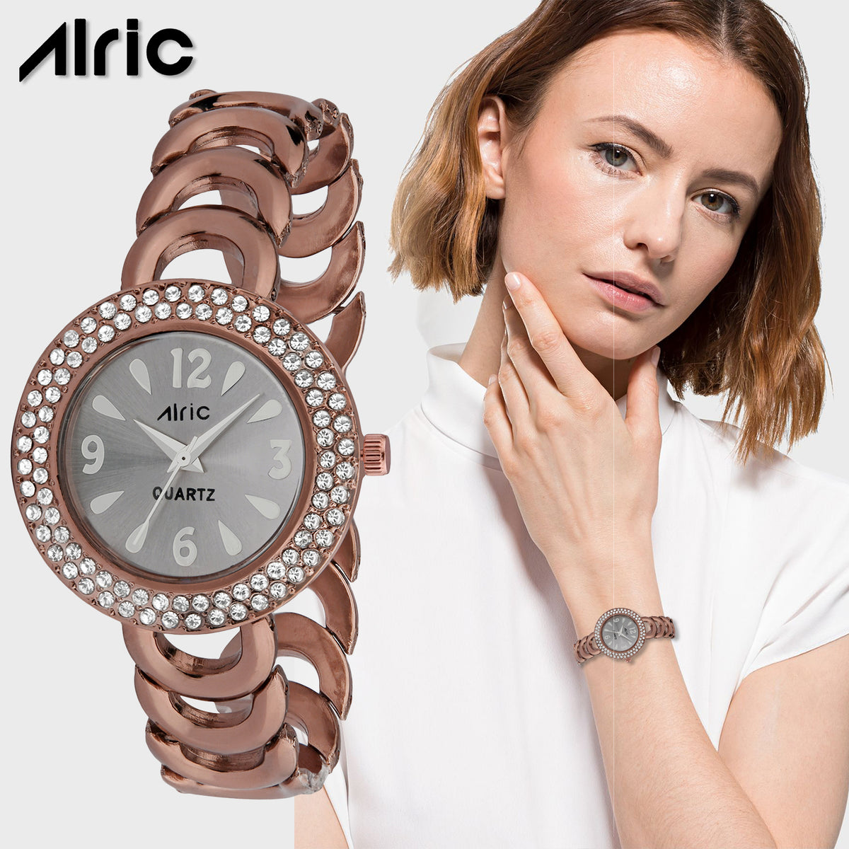 Ritzy Brown & Silver Round Quartz Analog Wrist Watch For Women (13.6 Mm Dial)
