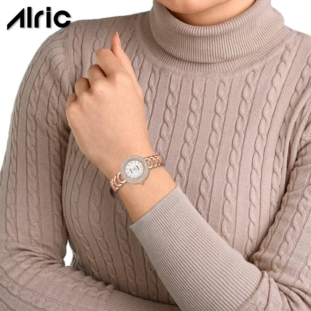Ritzy Rose Gold & White Round Quartz Analog Wrist Watch For Women (13.6 Mm Dial)