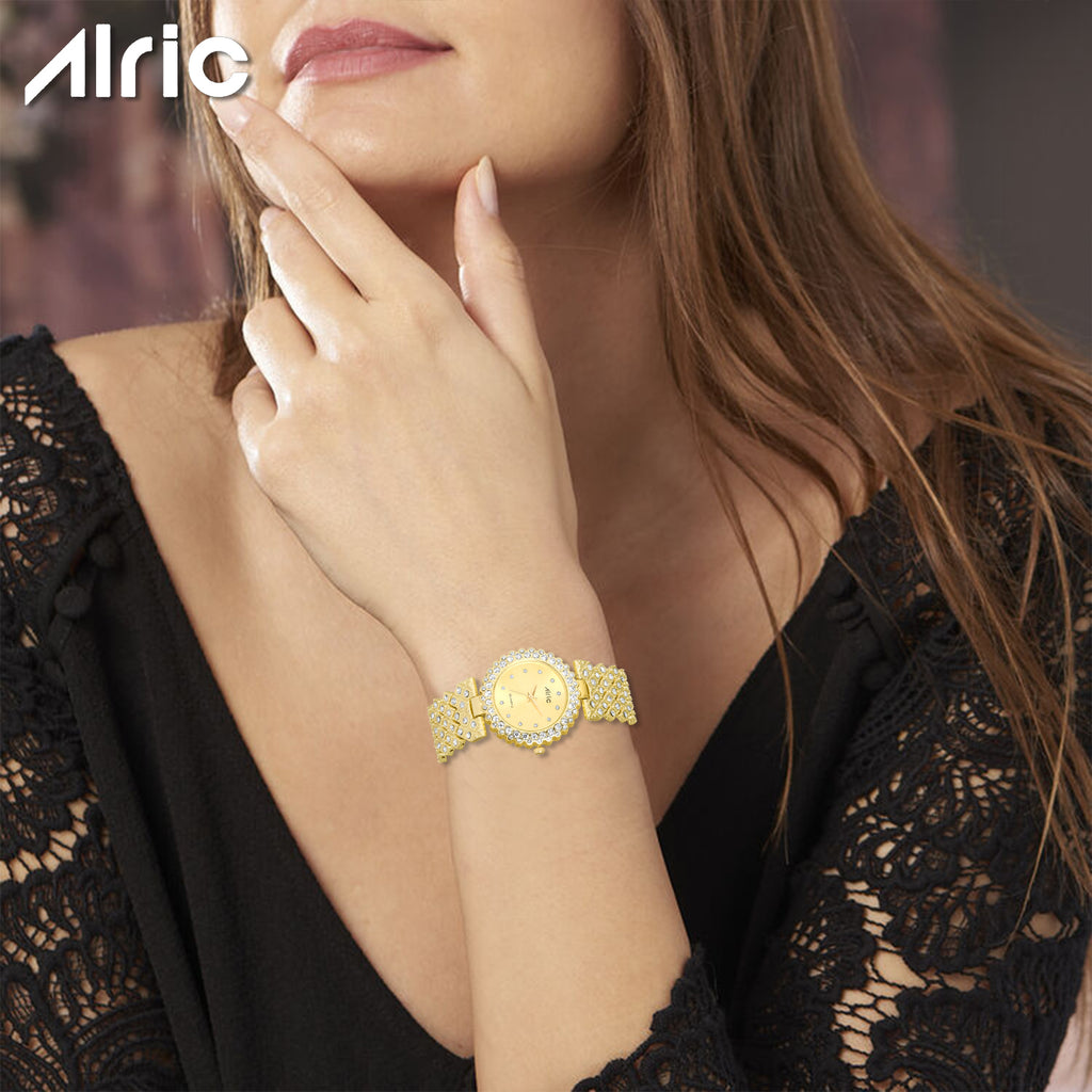 Lavish Gold  Analog Quartz with Jewels | Elegant Watch for Women