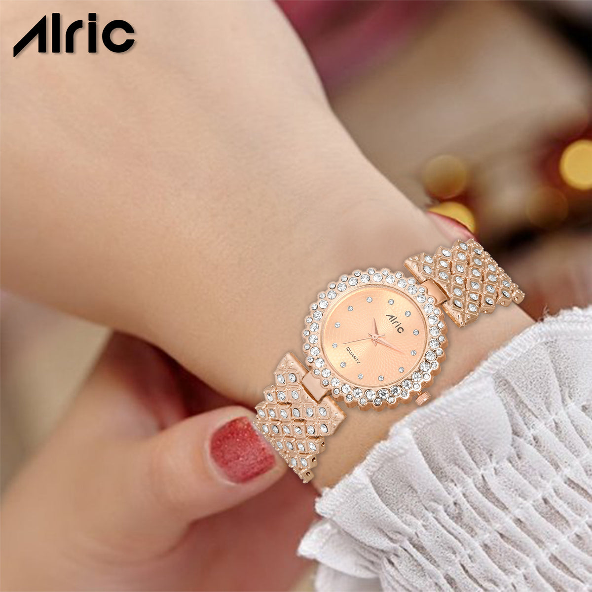 Lavish Rose Gold Analog Quartz with Jewels | Elegant Watch for Women