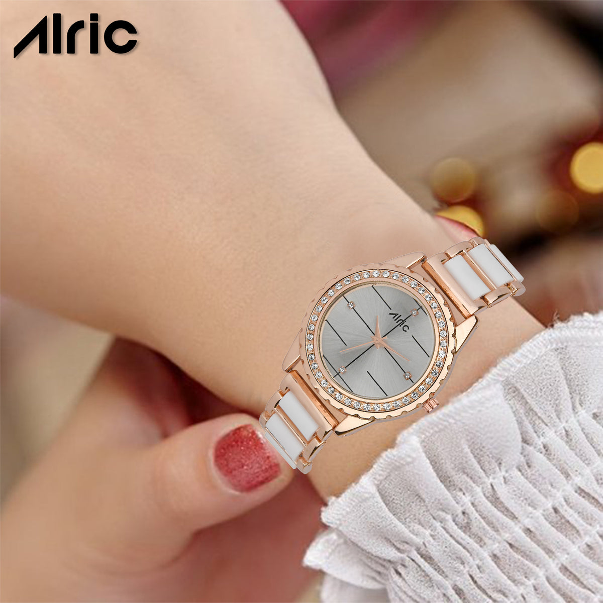 Regal Rose Gold & White Round Quartz Analog Wrist Watch For Women (13.6 Mm Dial)