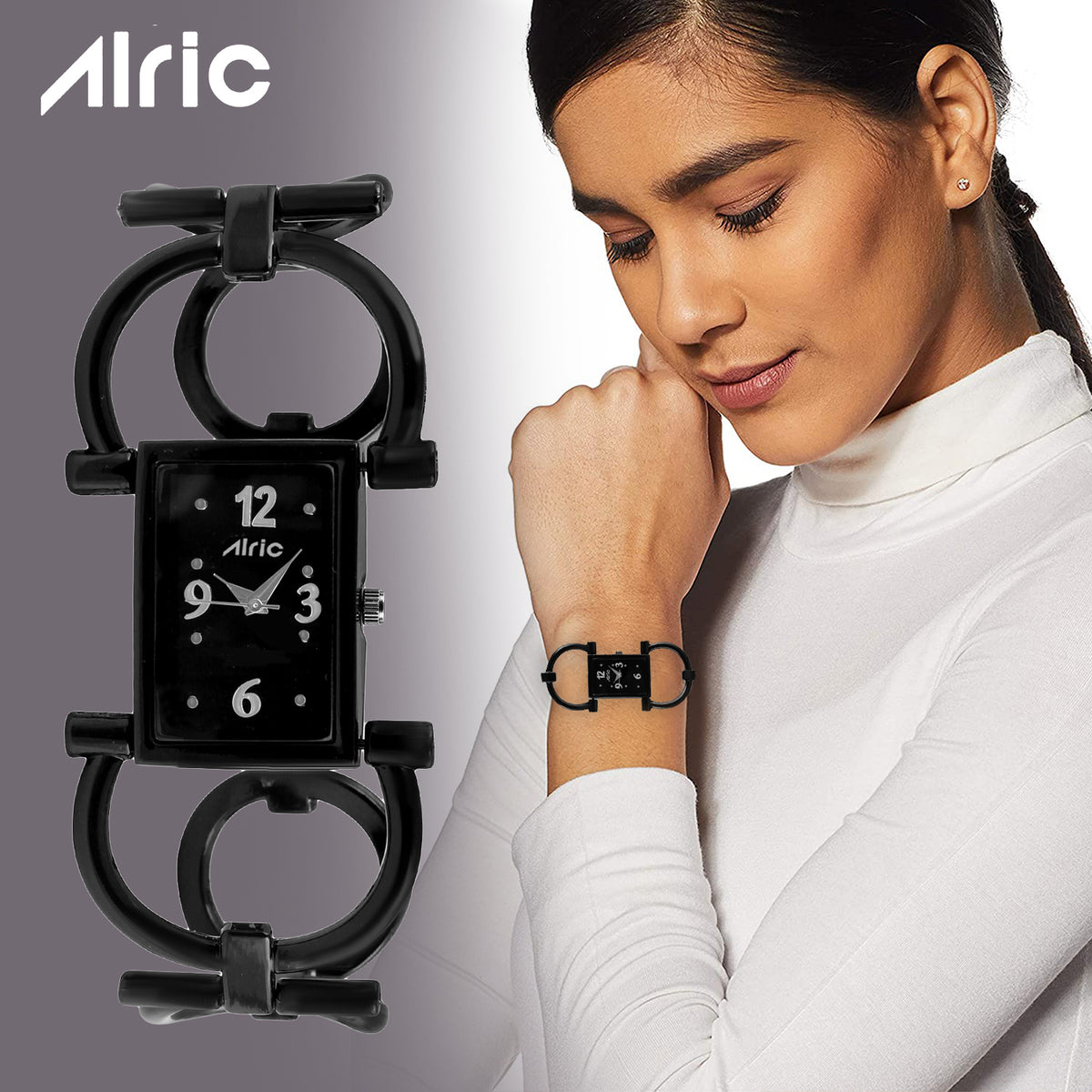 Quad Black Watch For Girls (30 Mm Dial)