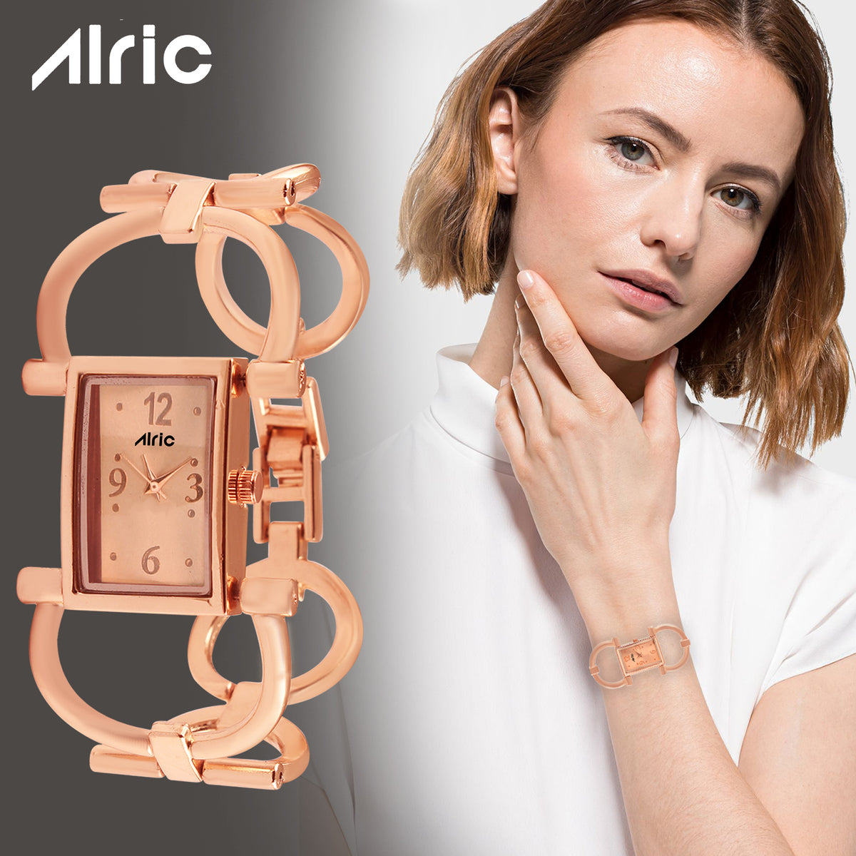Quad Rose Gold Watch For Girls (30 Mm Dial)