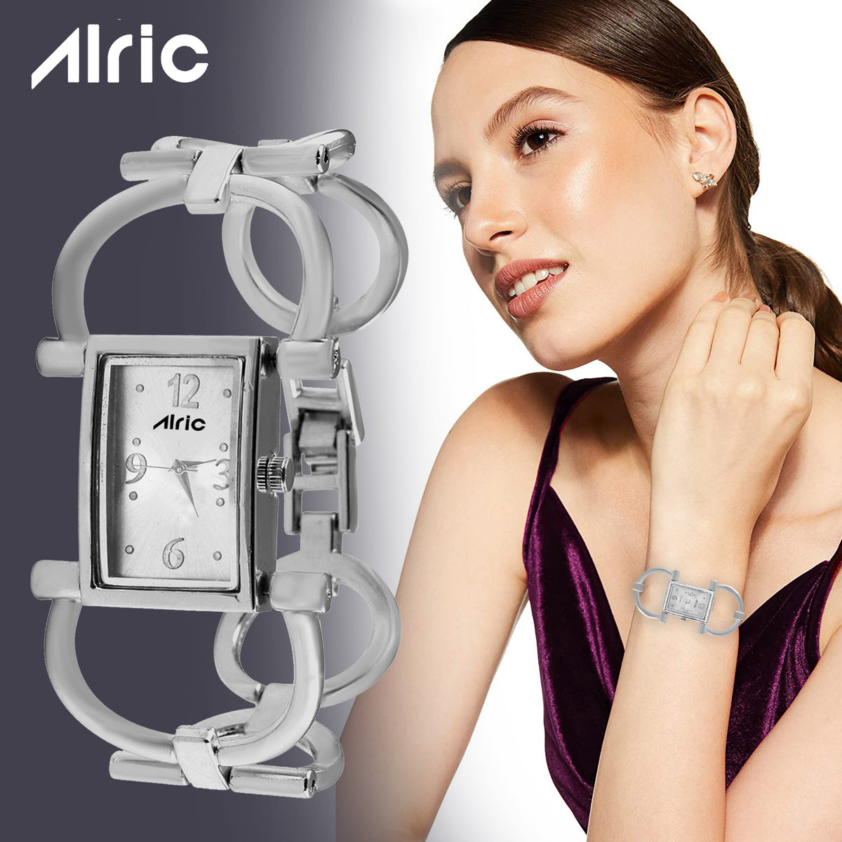 Quad Silver Watch For Girls (30 Mm Dial)