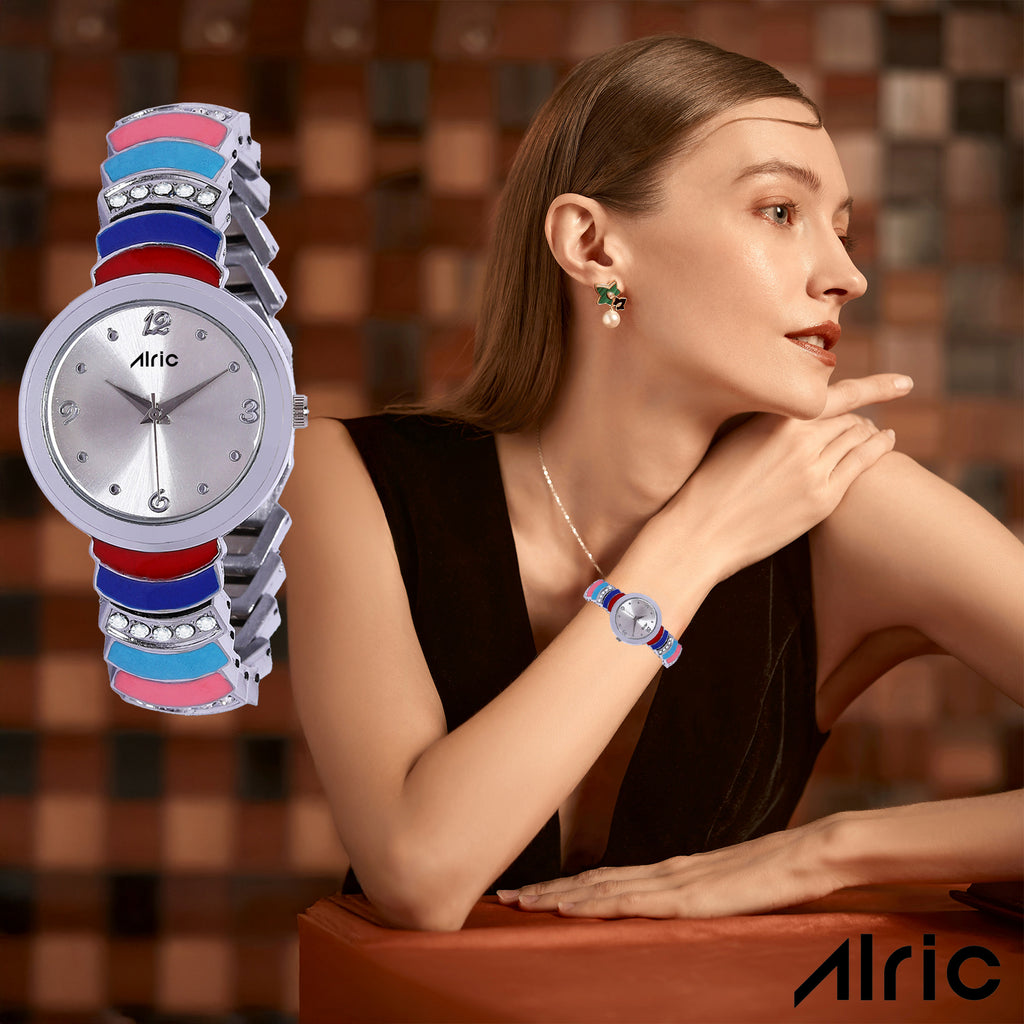 Nova Silver Quartz Analog Wrist Watch For Girls (30 Mm Dial)