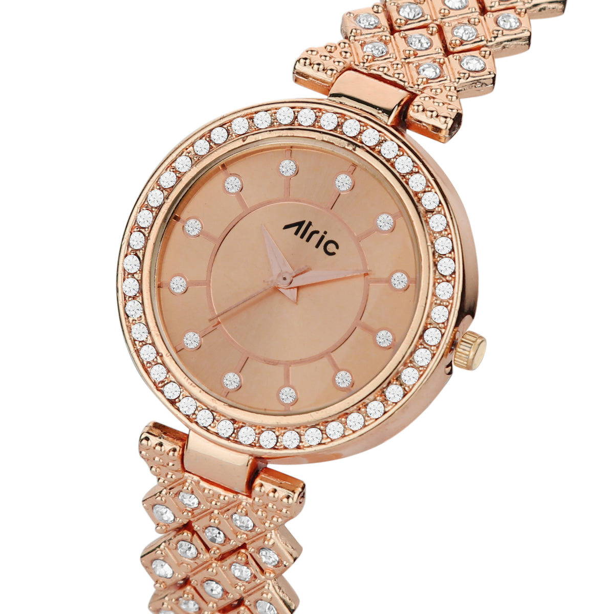 Carve Rose Gold  Analog Quartz with Jewels | Elegant Watch for Women