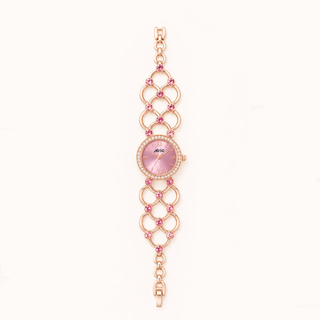 Bloom Pink Alric Quartz Analog Wrist Watch For Girls (30 Mm Dial)