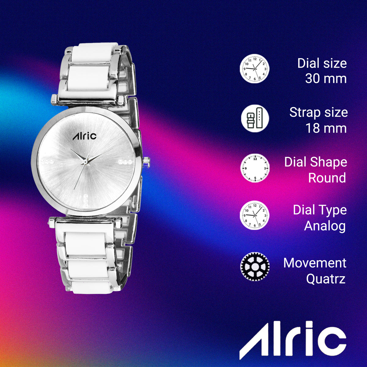 Ellip White & Silver Round Quartz Analog Wrist Watch For Women (13.6 Mm Dial)