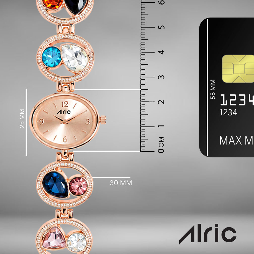 Galaxy Gem Rose Gold Wrist Watch For Girls (30 Mm Dial)