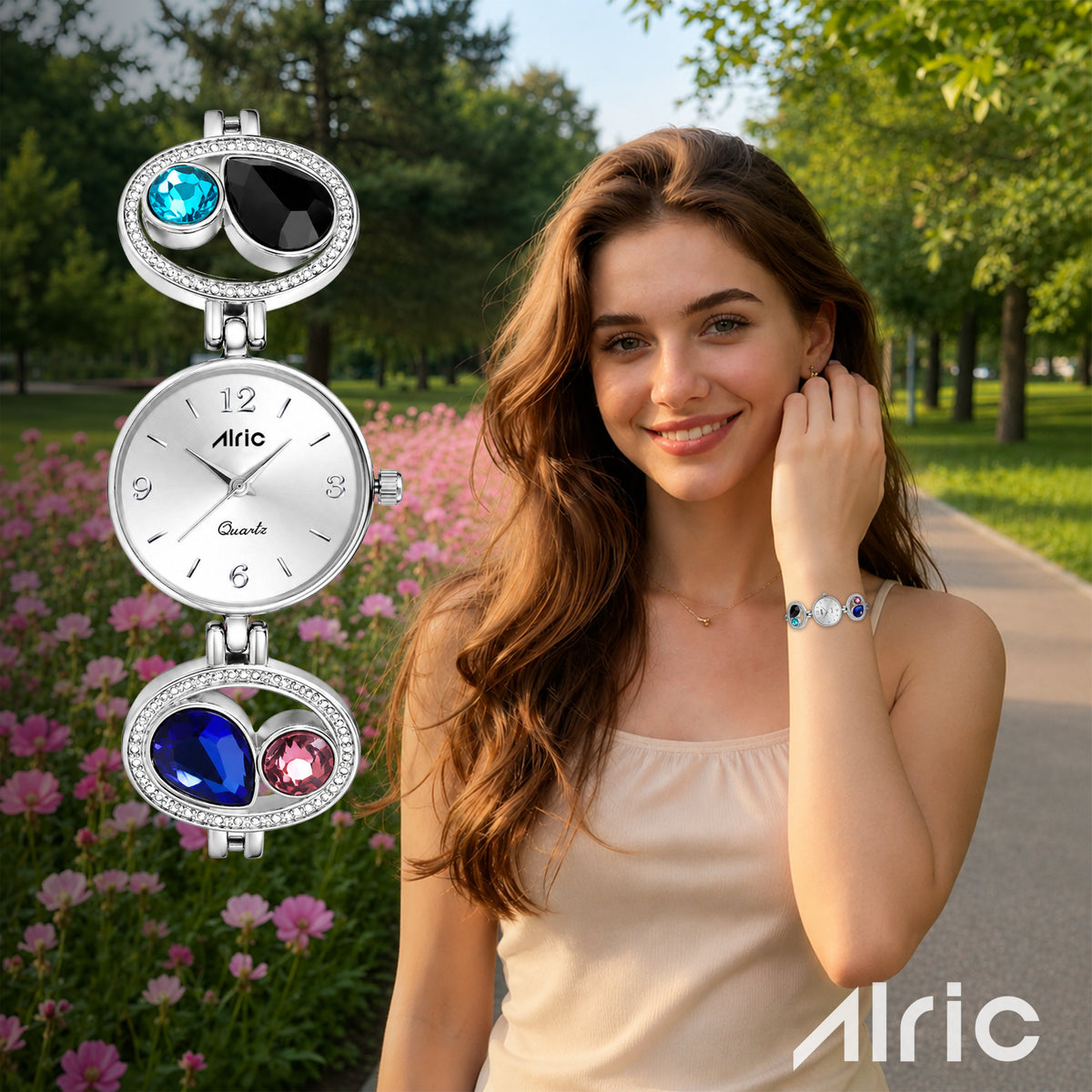 Galaxy Gem Silver Wrist Watch For Girls (30 Mm Dial)