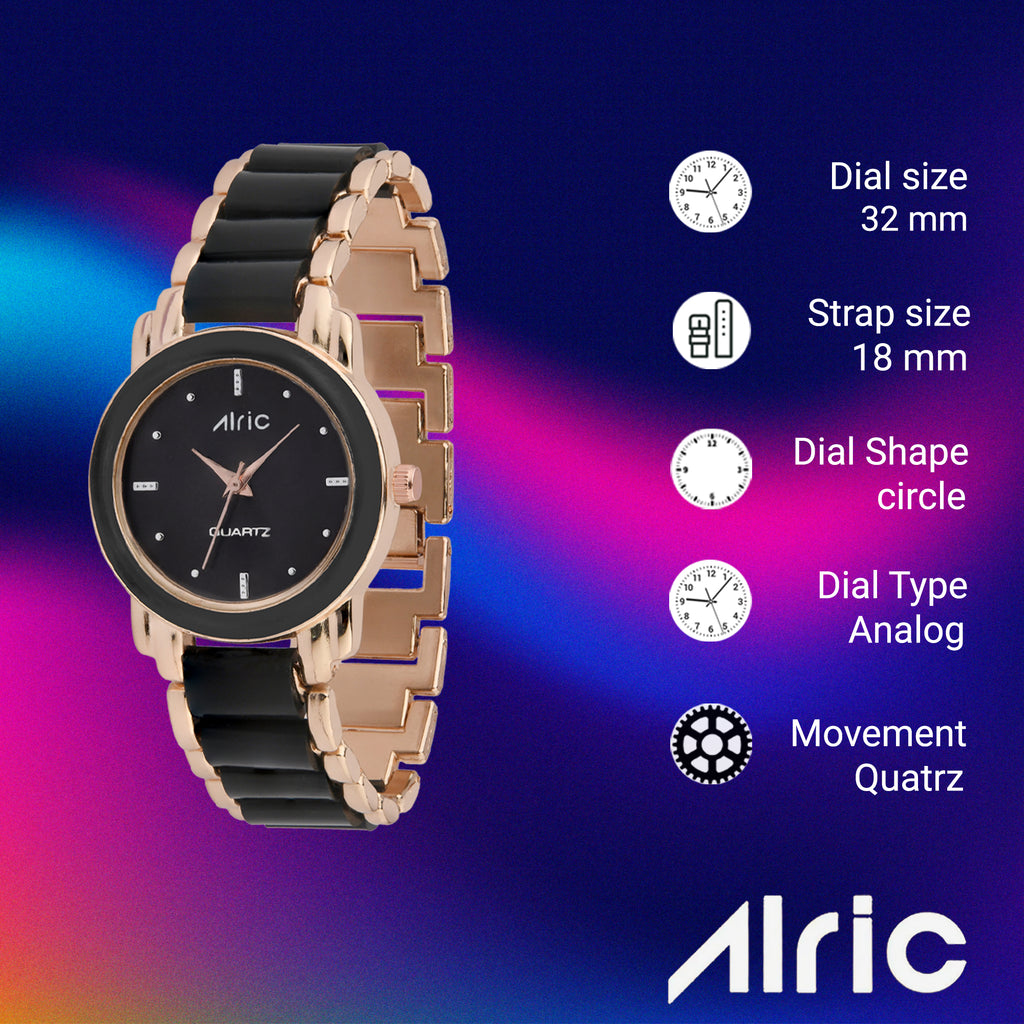 Swanky Ladies Watch For Girls Latest Rose Gold & Black Watch For Women Ladies Analog Watch - For Girls Swanky
