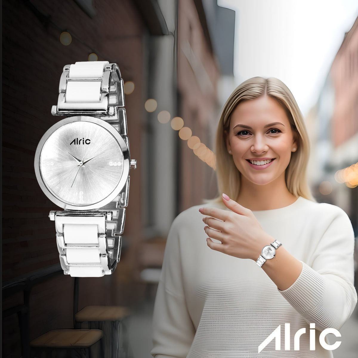 Ellip White & Silver Round Quartz Analog Wrist Watch For Women (13.6 Mm Dial)