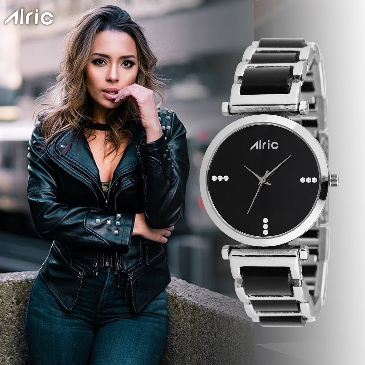 Ellip Black & Silver Quartz Analog Wrist Watch For Girls (13.6 Mm Dial)