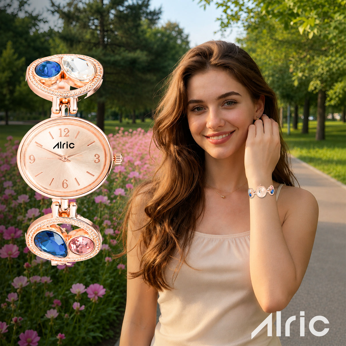 Galaxy Gem Rose Gold Wrist Watch For Girls (30 Mm Dial)