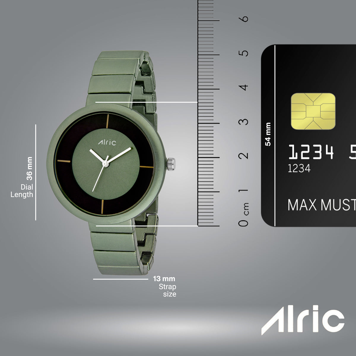 Elly Military Green Round Quartz Analog Wrist Watch For Girls (30 Mm Dial)