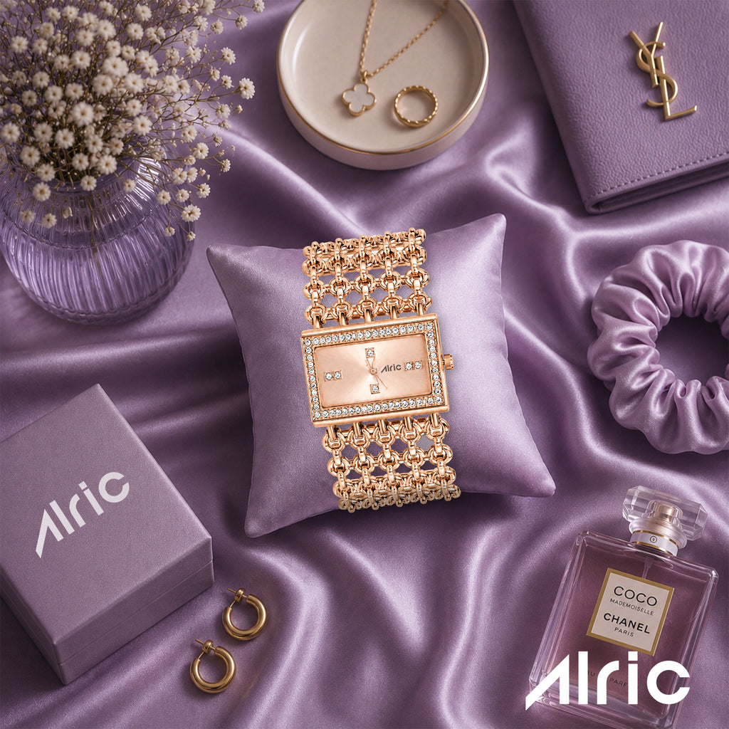 Luxe Rose Gold Analog Quartz with Jewels | Elegant Watch for Women