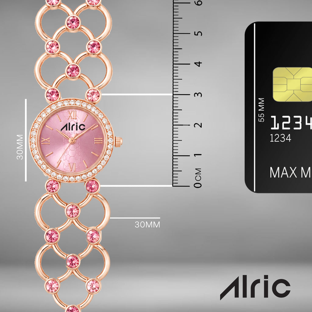 Bloom Pink Alric Quartz Analog Wrist Watch For Girls (30 Mm Dial)