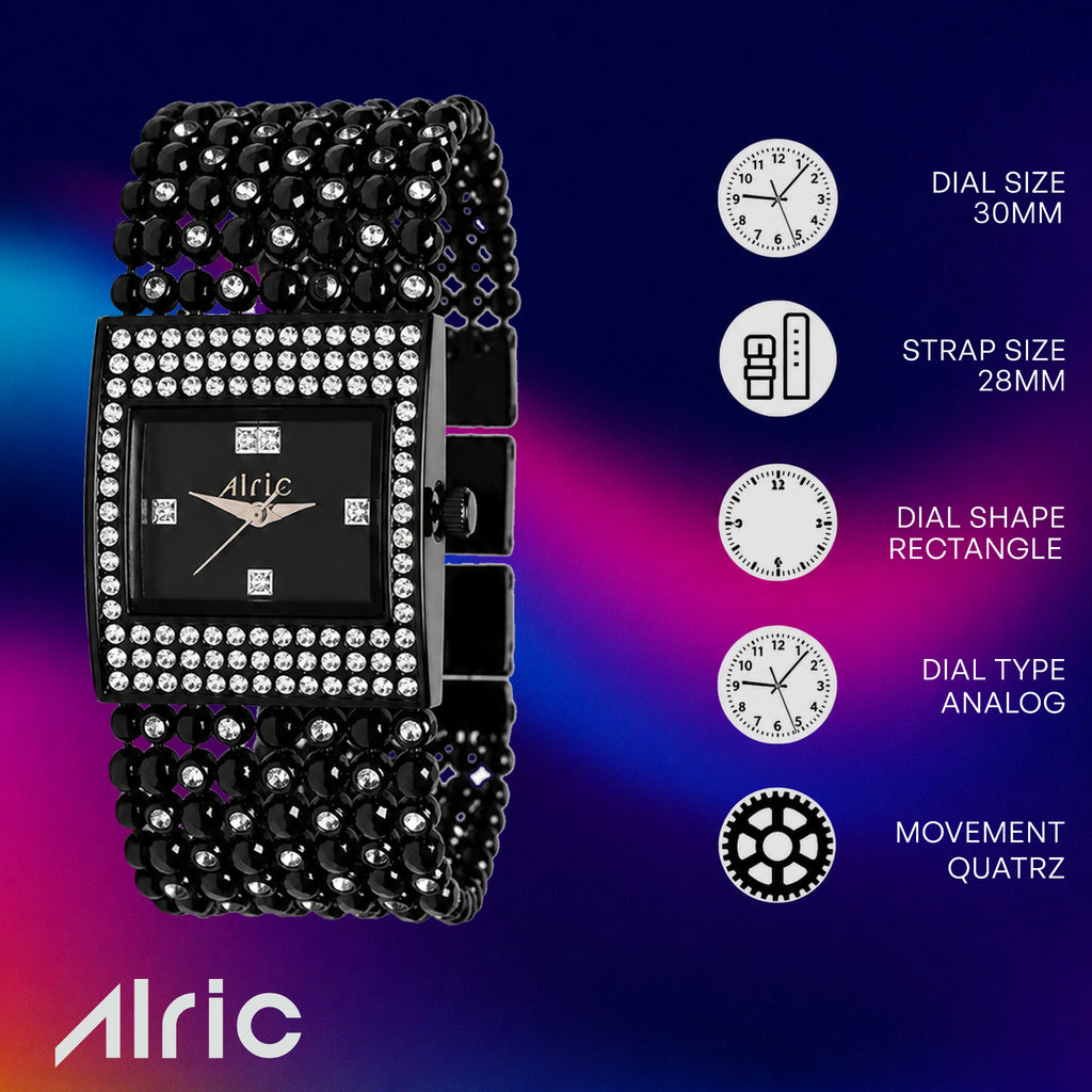 Empress Black Quartz Analog Wrist Watch For Girls (30 Mm Dial)