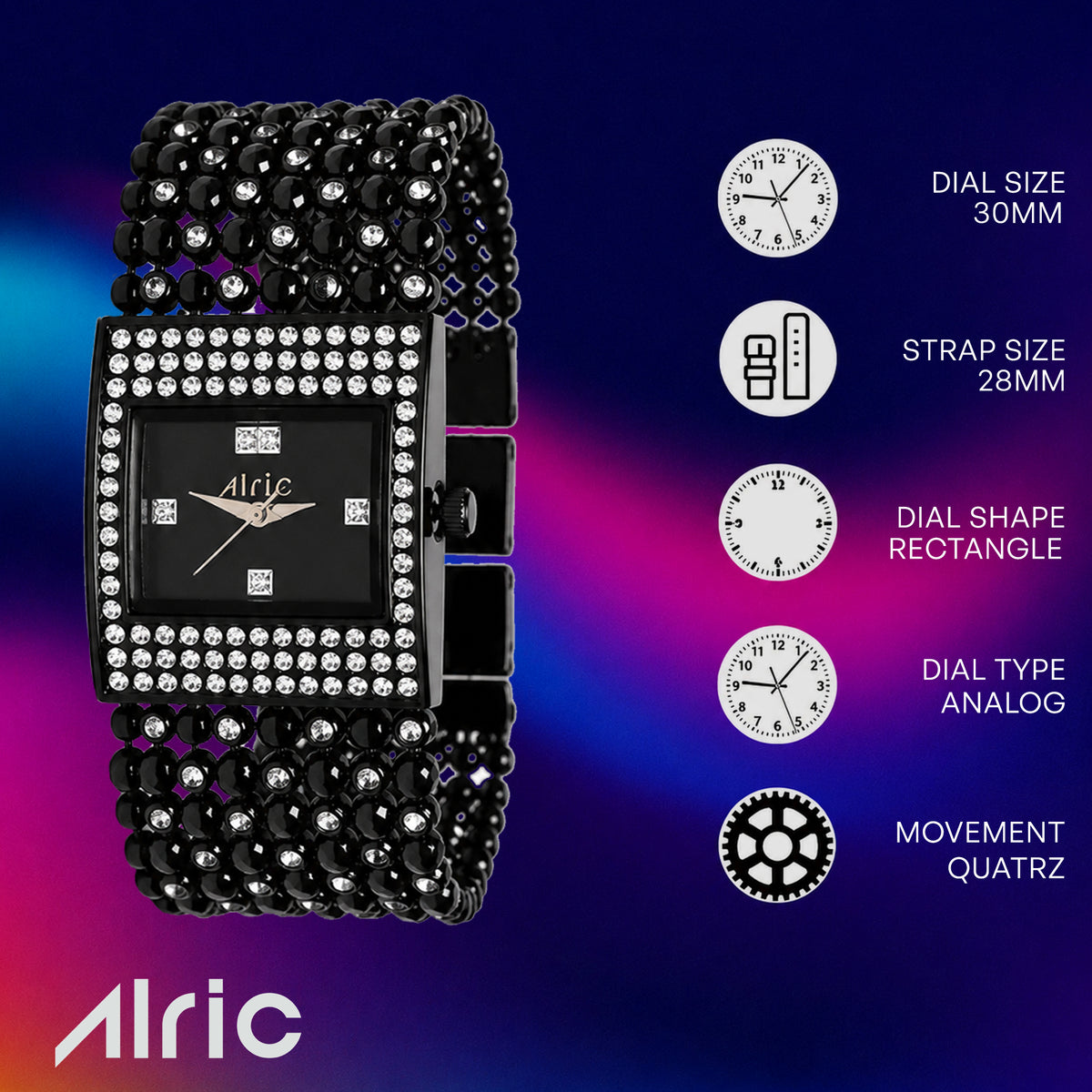 Empress Black Quartz Analog Wrist Watch For Girls (30 Mm Dial)