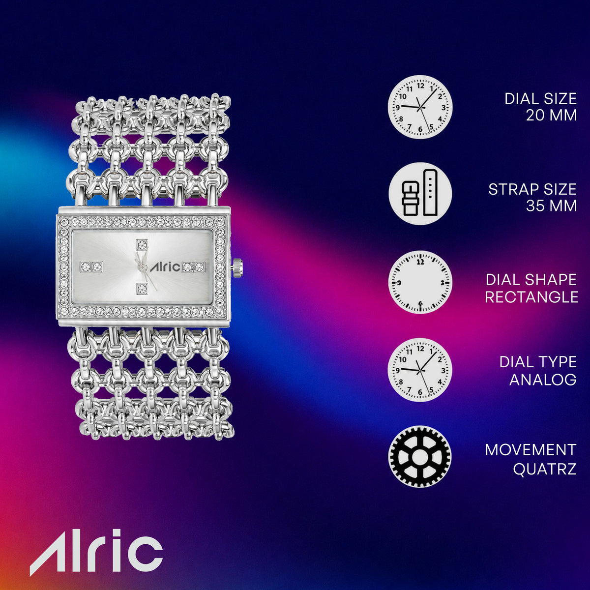 Luxe Silver Analog Quartz with Jewels | Elegant Watch for Women