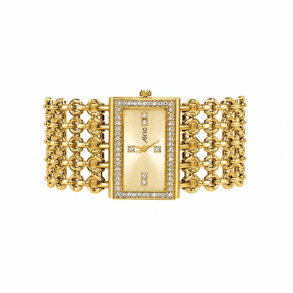 Luxe Gold Analog Quartz with Jewels | Elegant Watch for Women