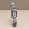 Charm Silver Rectangle Quartz Analog Wrist Watch For Girls (30 Mm Dial)