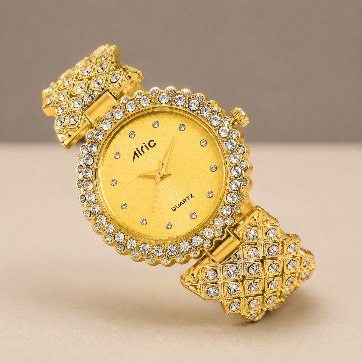 Lavish Gold  Analog Quartz with Jewels | Elegant Watch for Women