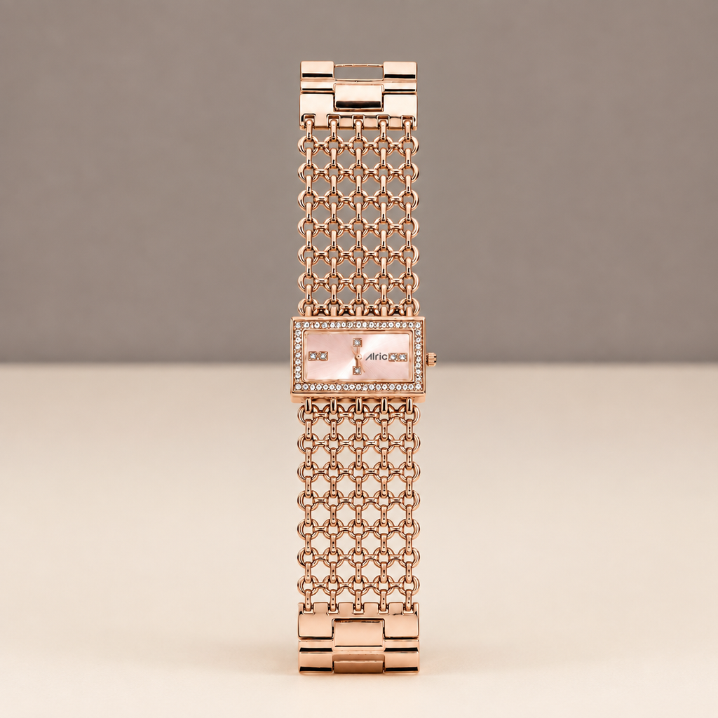 Luxe Rose Gold Analog Quartz with Jewels | Elegant Watch for Women