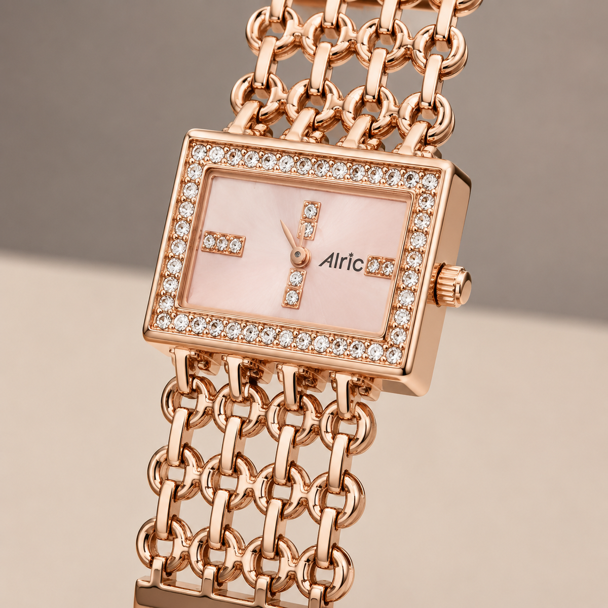 Luxe Rose Gold Analog Quartz with Jewels | Elegant Watch for Women