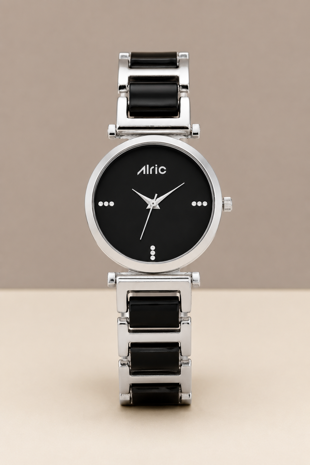 Ellip Black & Silver Quartz Analog Wrist Watch For Girls (13.6 Mm Dial)