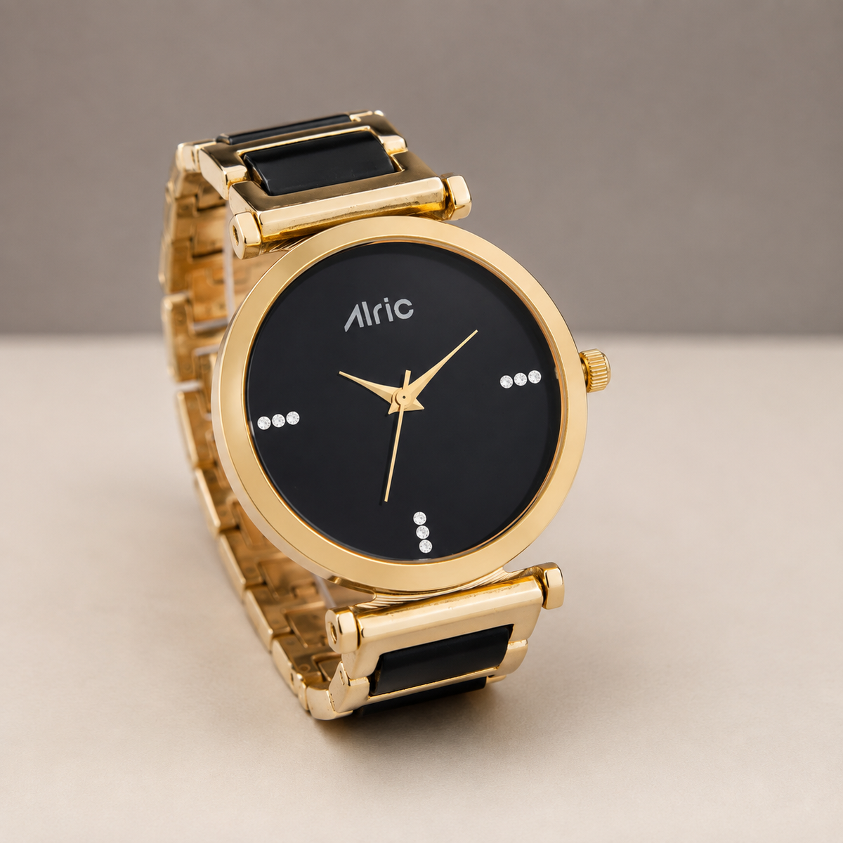 Ellip Rose Gold & Black Quartz Analog Wrist Watch For Girls (13.6 Mm Dial)