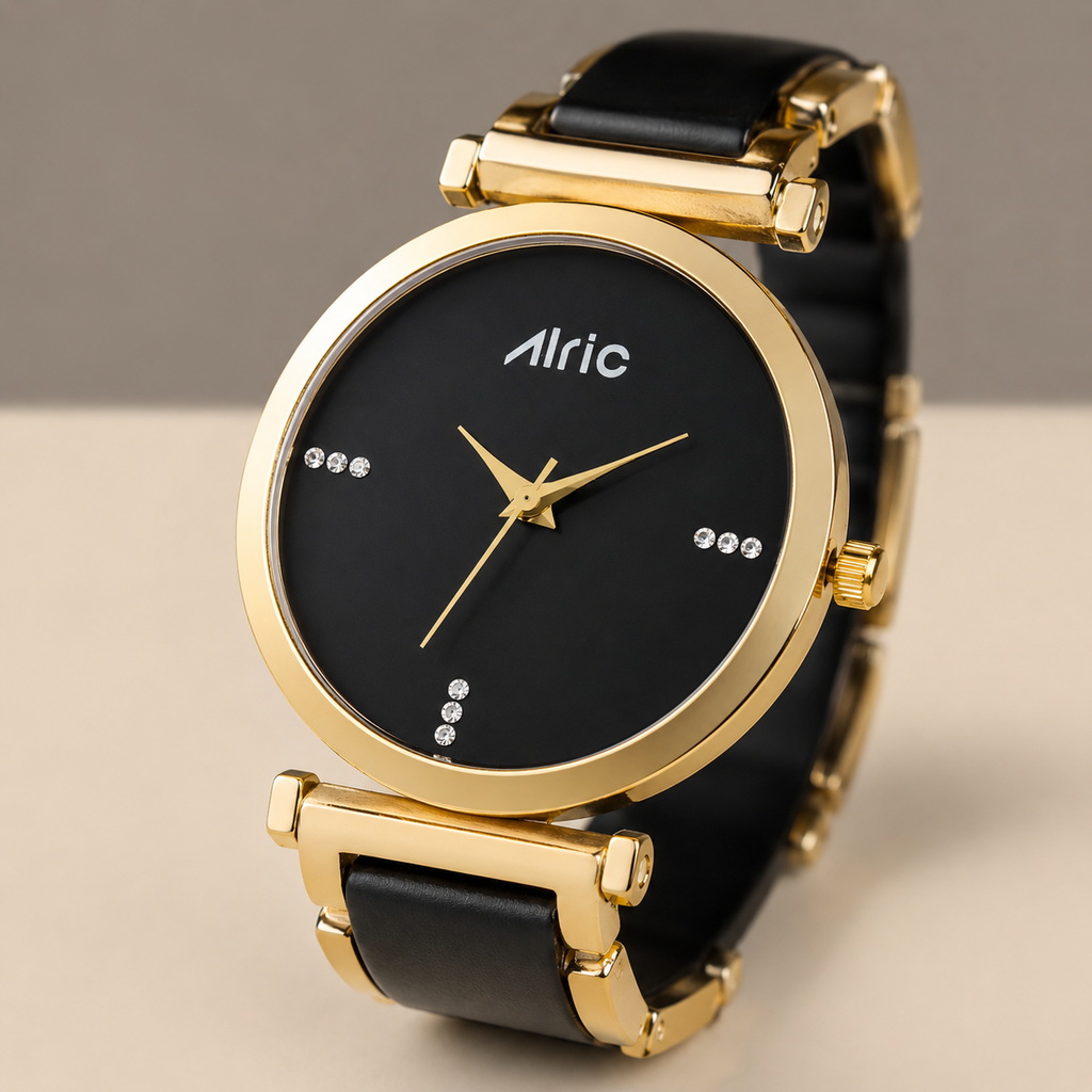 Ellip Rose Gold & Black Quartz Analog Wrist Watch For Girls (13.6 Mm Dial)