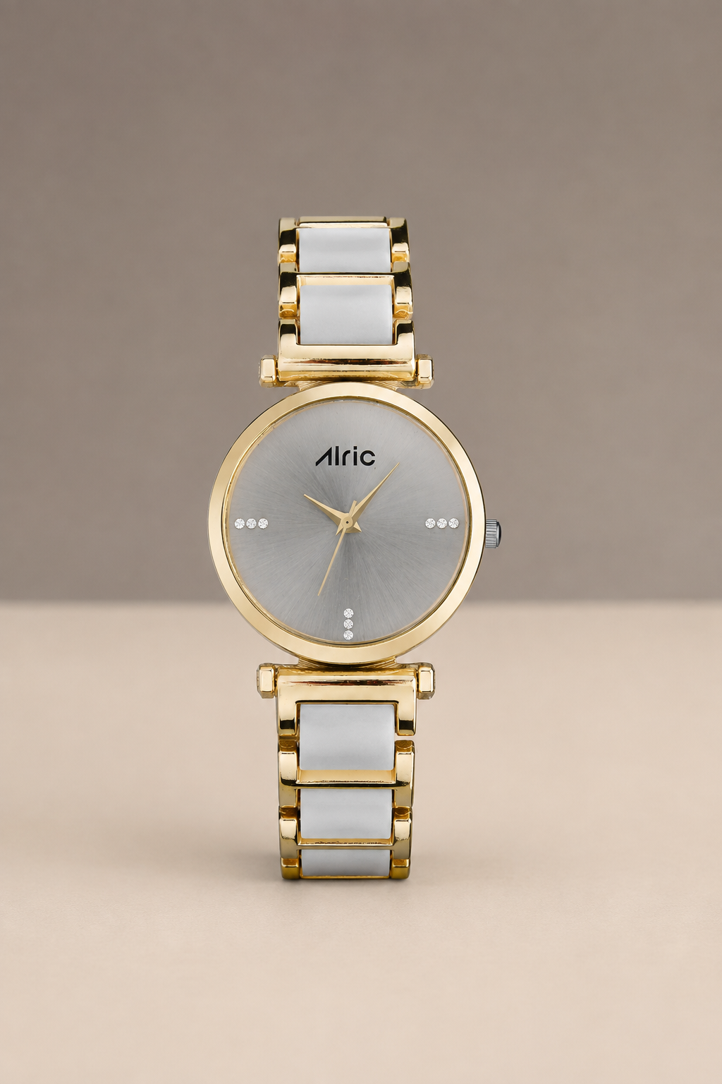 Ellip Gold & White Quartz Analog Wrist Watch For Girls (13.6 Mm Dial)