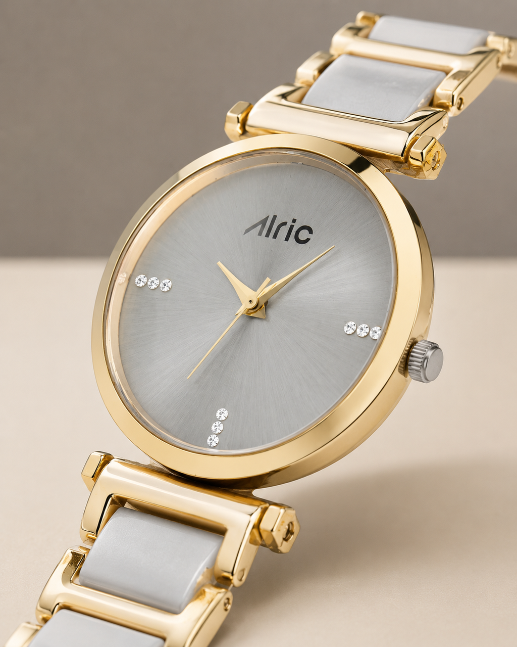 Ellip Gold & White Quartz Analog Wrist Watch For Girls (13.6 Mm Dial)