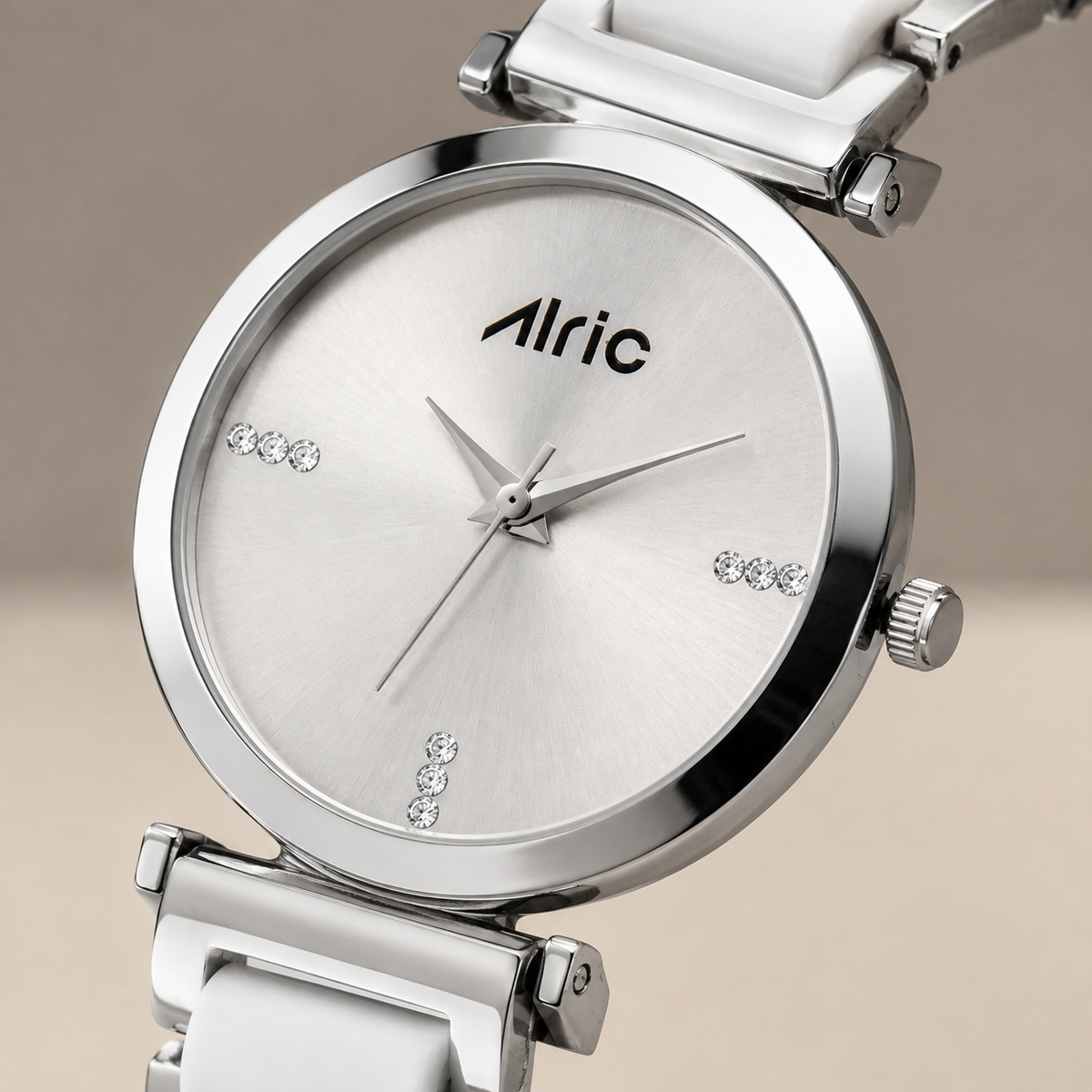 Ellip White & Silver Round Quartz Analog Wrist Watch For Women (13.6 Mm Dial)