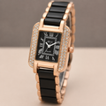 Minted Black Square Quartz Analog Wrist Watch For Girls (30 Mm Dial)