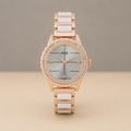 Regal Rose Gold & White Round Quartz Analog Wrist Watch For Women (13.6 Mm Dial)