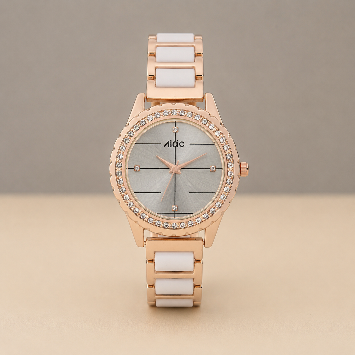 Regal Rose Gold & White Round Quartz Analog Wrist Watch For Women (13.6 Mm Dial)