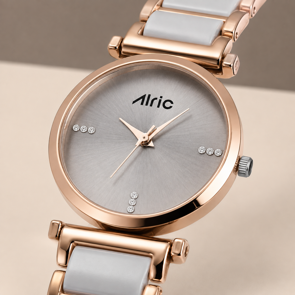 Ellip Rose Gold & White Quartz Analog Wrist Watch For Girls (13.6 Mm Dial)